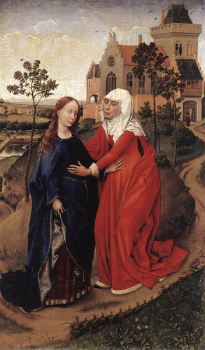 Рогир ван дер Вейден._Встреча Марии и Елизаветы._Ок. 1445 г.